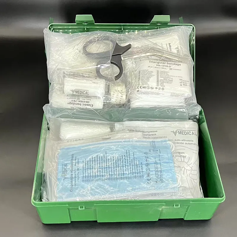 Medische EHBO-kit op de werkplek – Voldoet aan MDR en DIN 13157 | Waterdichte en draagbare PP-behuizing